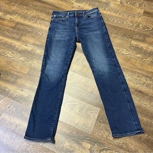American Eagle AirFlex+ Relaxed Straight Jean Mens 32x34 Blue Denim Stretch